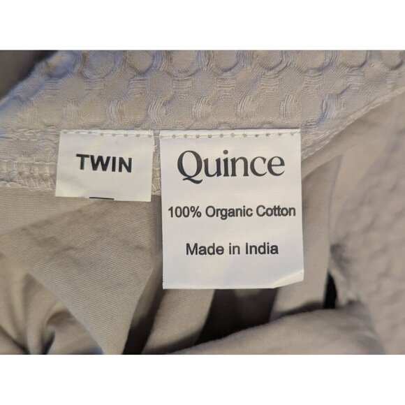 Quince 100% Organic Luxe Waffle Duvet Cover 2PC Set Light Grey Size Twin -NEW- - Picture 4 of 7
